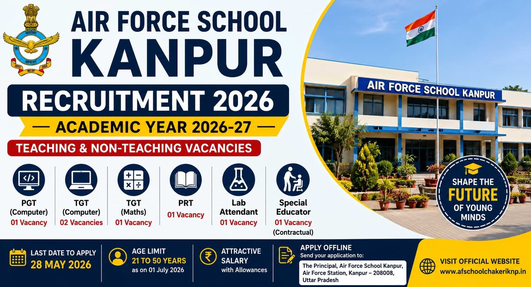 Air Force School Kanpur Recruitment 2026